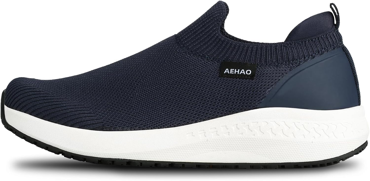 

Мужские ботинки с противоскользящей подошвой, водонепроницаемые, для ресторана, обувь для повара для кухни и больницы, устойчивые к скольжению, с амортизирующей подкладкой, легко очищаемые, современный дизайн, дышащие и легкие Aehao, синий