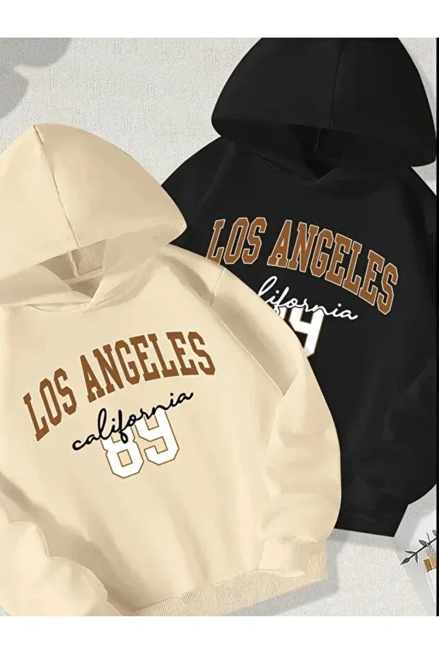 Детский комплект свитшотов для девочек с принтом Los Angeles Print Baxia, Multicolor