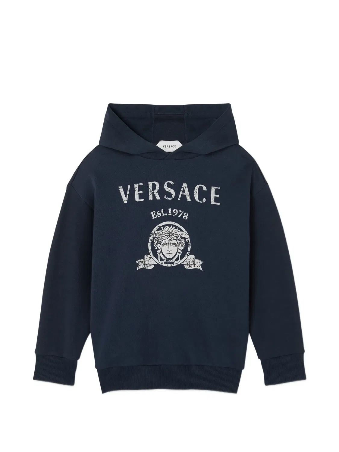 Худи из джерси с принтом Versace Kids, синий