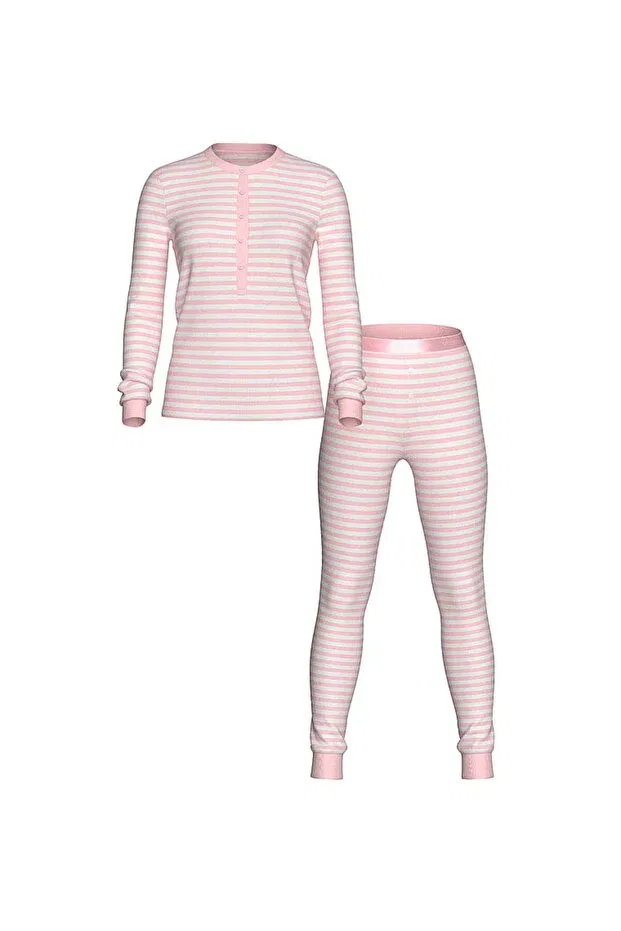 Женский комплект пижам с длинным рукавом Henley Thermal Long Pajama Set Victoria'S Secret, Iced Coffee — фото 4
