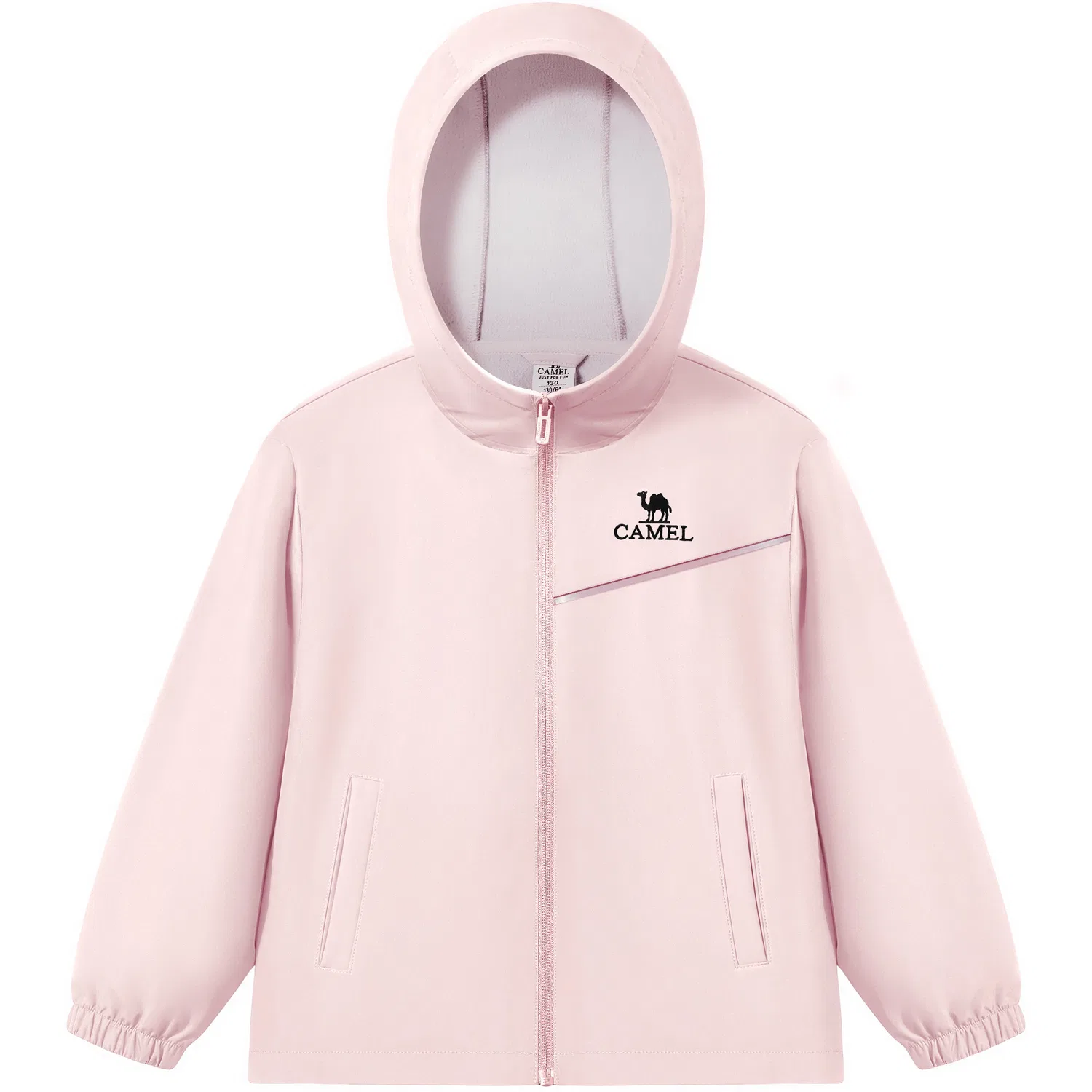 Детская куртка из софтшелла с капюшоном, немодельная, средней посадки, Evening Mist Pink, CAMEL