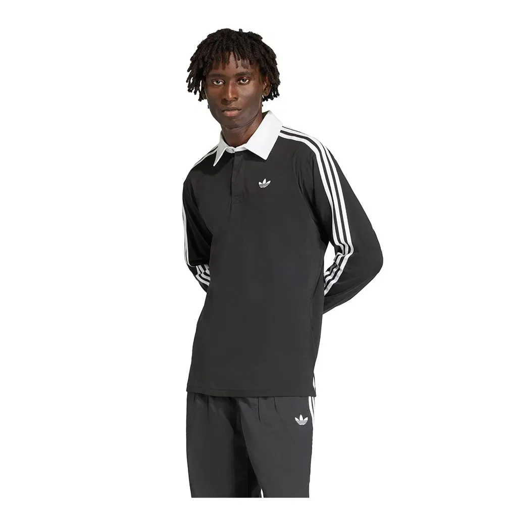 Поло с длинным рукавом 3 Stripes Rugby Adidas Originals, черный