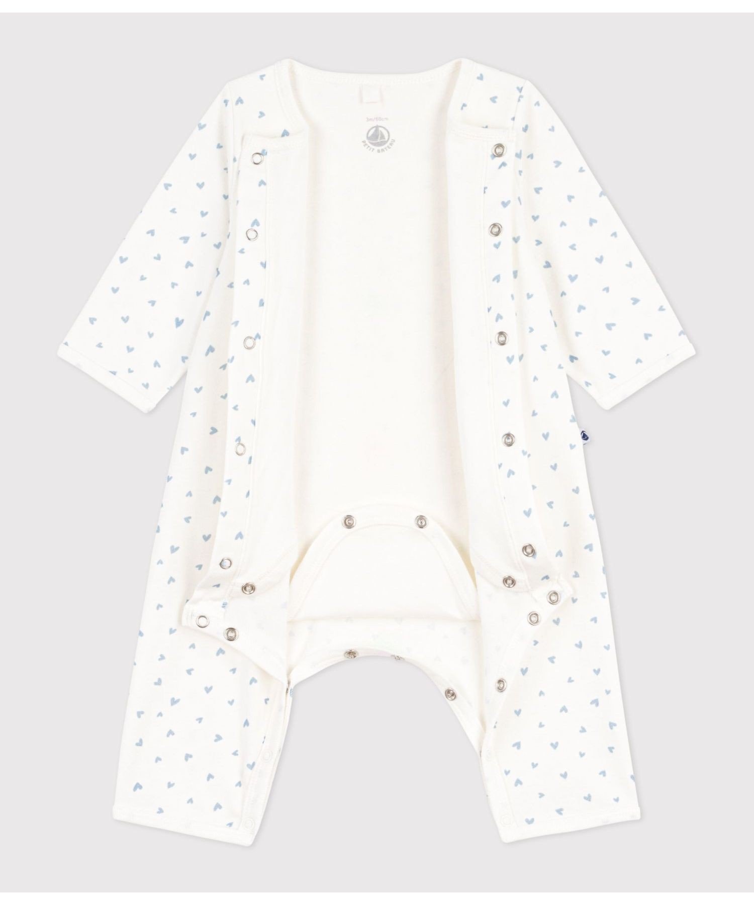 Комбинезон Бижутерия с принтом в виде сердечек Petit Bateau, Off-white/Light blue — фото 2