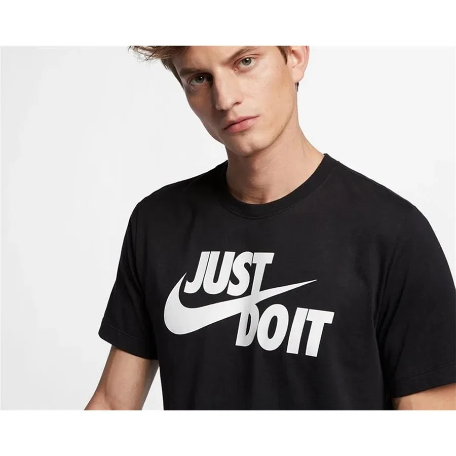 Футболка спортивная с принтом Just Do It Swoosh Nike, Черный — фото 2