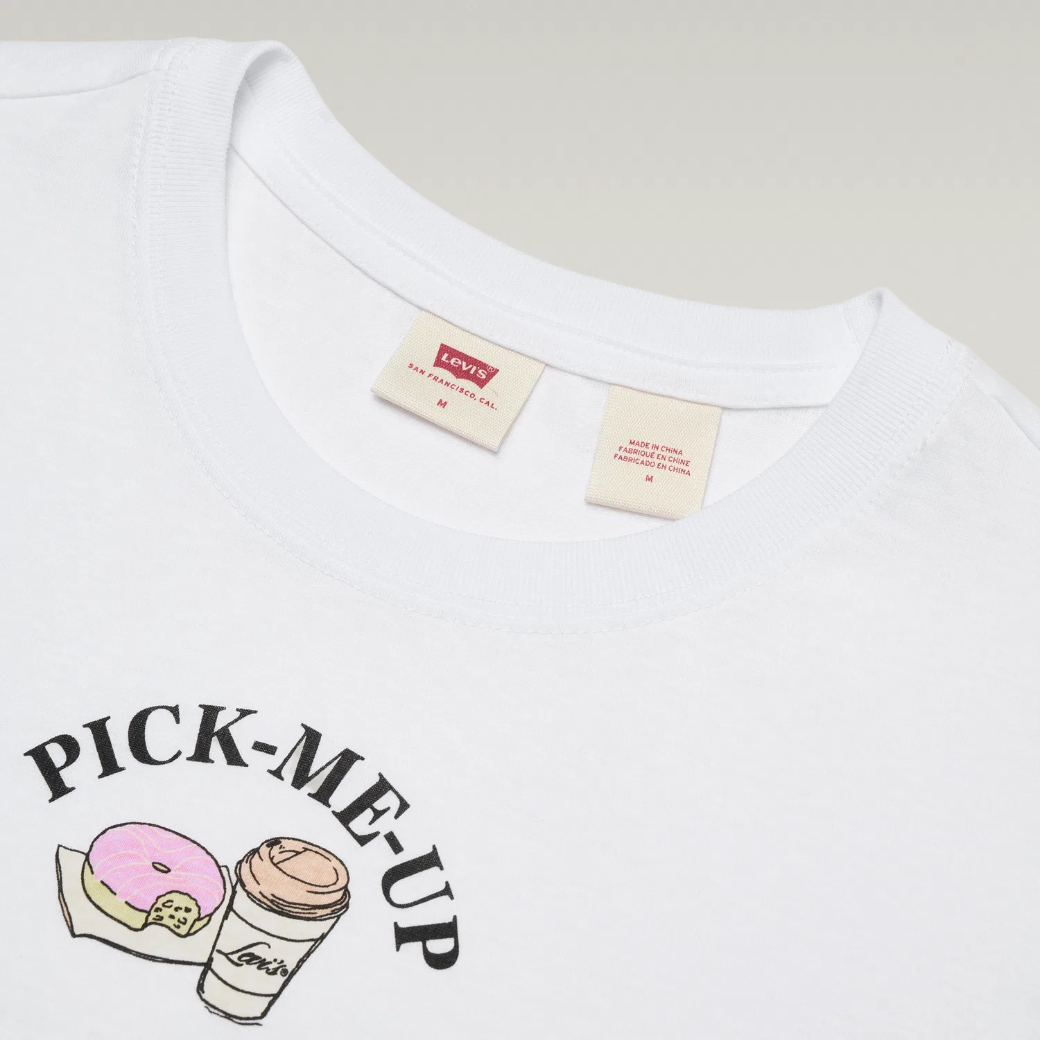 Женская футболка с круглым вырезом, свободного кроя White Coffee, Levis, White — фото 4