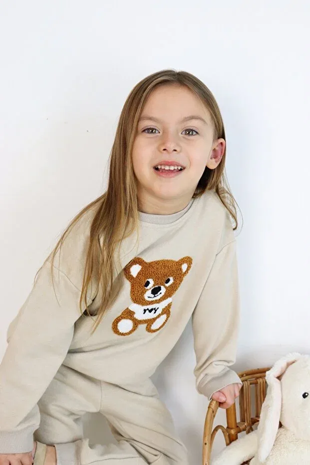 Детский комплект спортивного костюма для мальчиков с принтом Basics Harika Kids, Ecru — фото 2