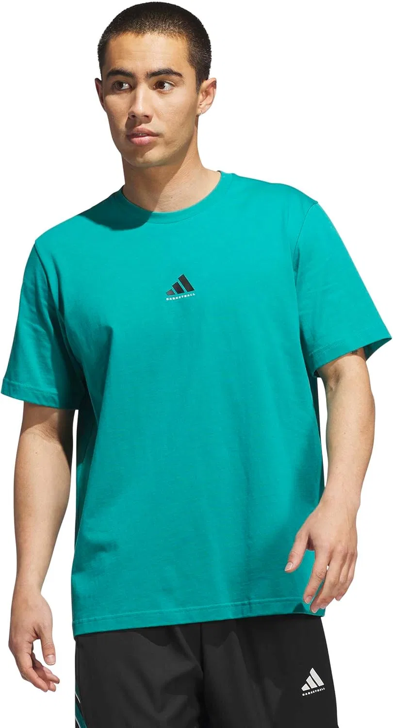 Мужская футболка свободного кроя Basketball Graphic adidas, Pure Teal/Black
