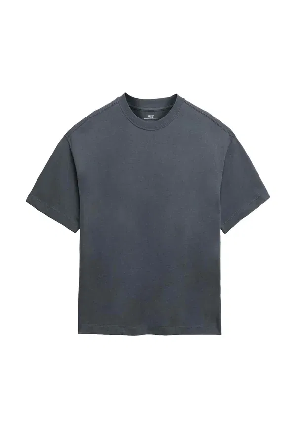Футболки 5 штук, хлопок, Basic T-shirt Marks & Spencer, темно-синий mix — фото 3