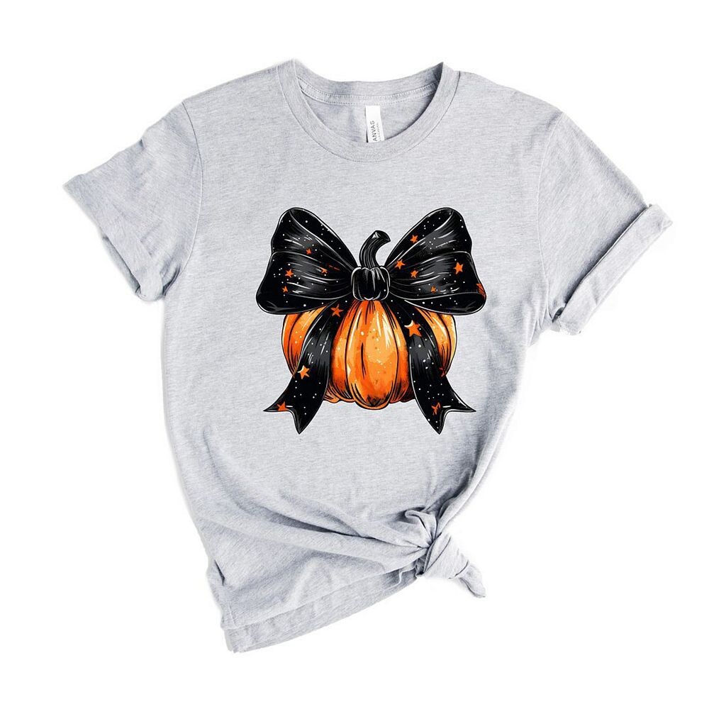 

Футболка с короткими рукавами и рисунком тыквы Coquette Halloween Simply Sage Market, цвет Heather Grey