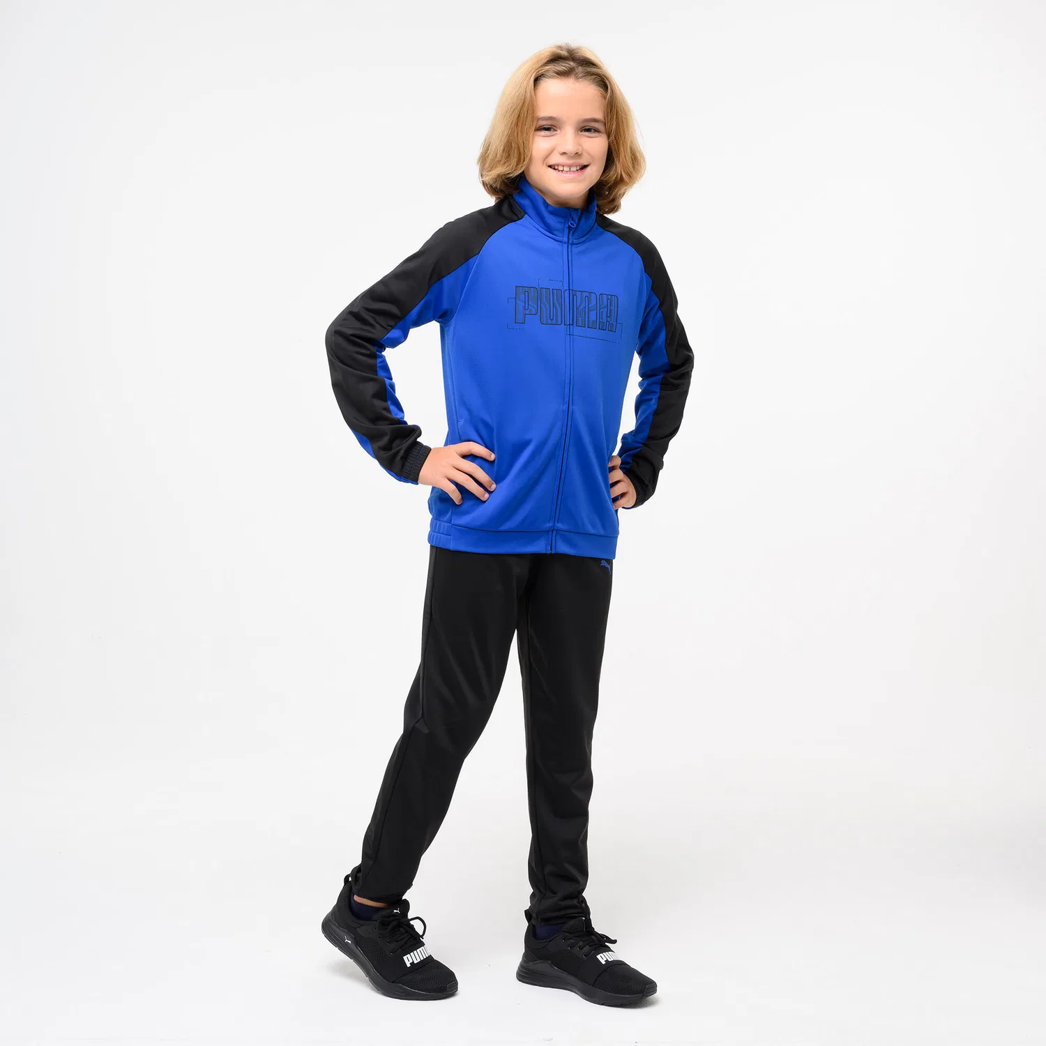 Детский спортивный костюм из полиэстера Puma, Blau Schwarz