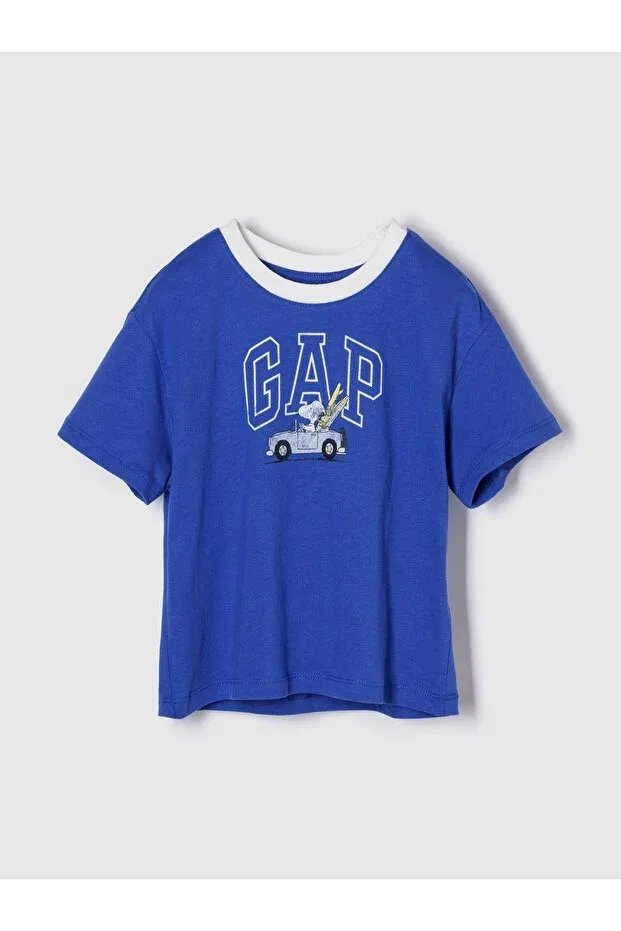 Детская футболка для девочек с принтом Snoopy Logo Gap, Blue-001