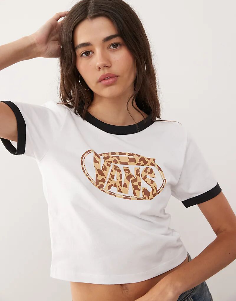 

Футболка Vans Leopard oval ringer черного цвета
