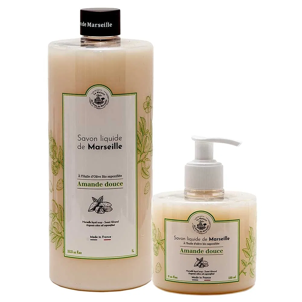 Жидкое мыло French Organic Olive Oil Liquid Soap, LA MAISON DU SAVON, 1 л + 330 мл, Sweet Almond