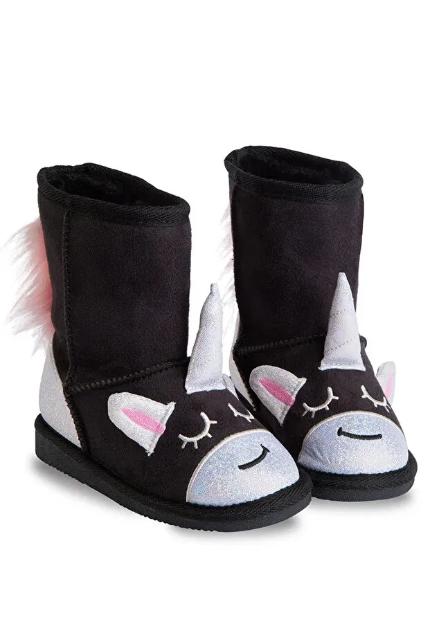 Детские ботинки для девочек без шнуровки Unicorn Girls Denokids, Black — фото 3