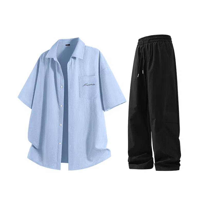 Детский комплект рубашек MINISO, Light Blue (Black and White Smiling Face Chest Logo)+Black