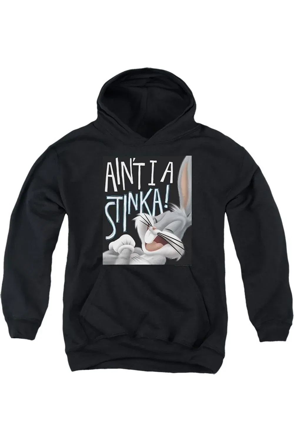 Детское худи с капюшоном с принтом Looney Tunes Bugs Bunny Ain´t I A Stinka! Gildan, черный