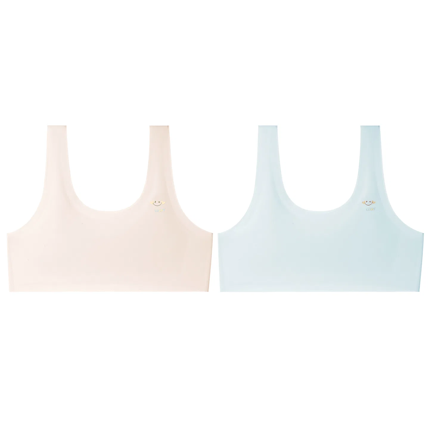 Детское бра для девочек с фиксированной чашкой Red bean, [2 Pieces] Apricot Pink + Light Aqua Blue