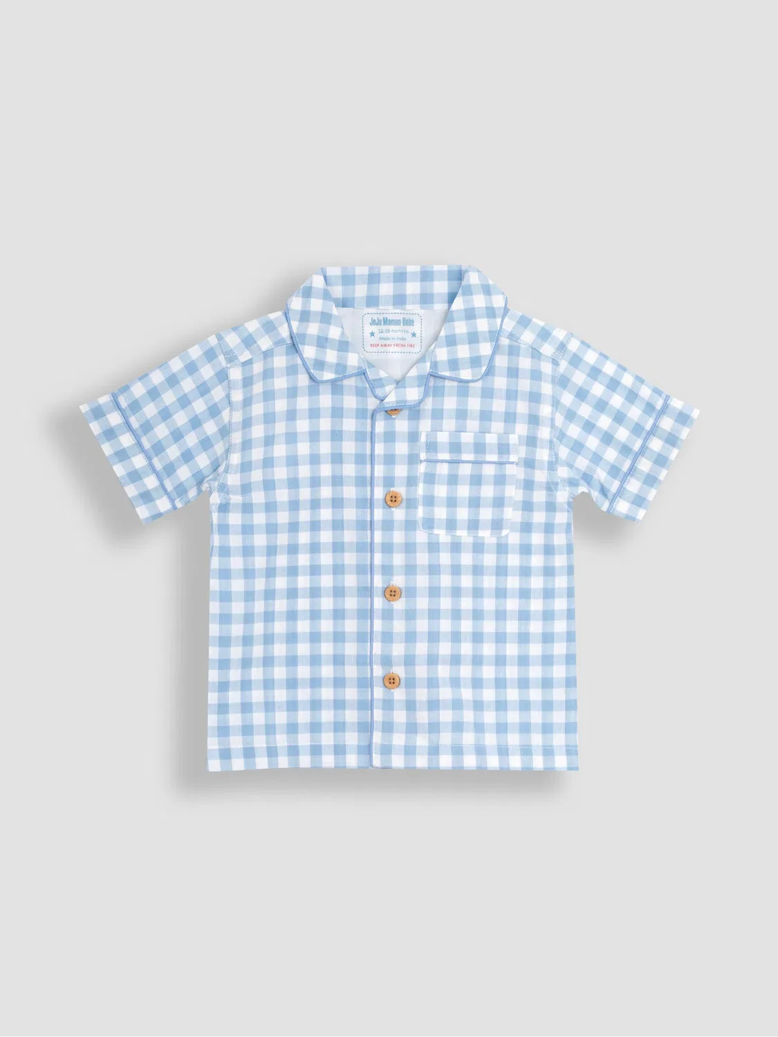 Пижама хлопковая Woven Classic Pyjamas Jojo Maman Bébé, синяя в клетку — фото 2