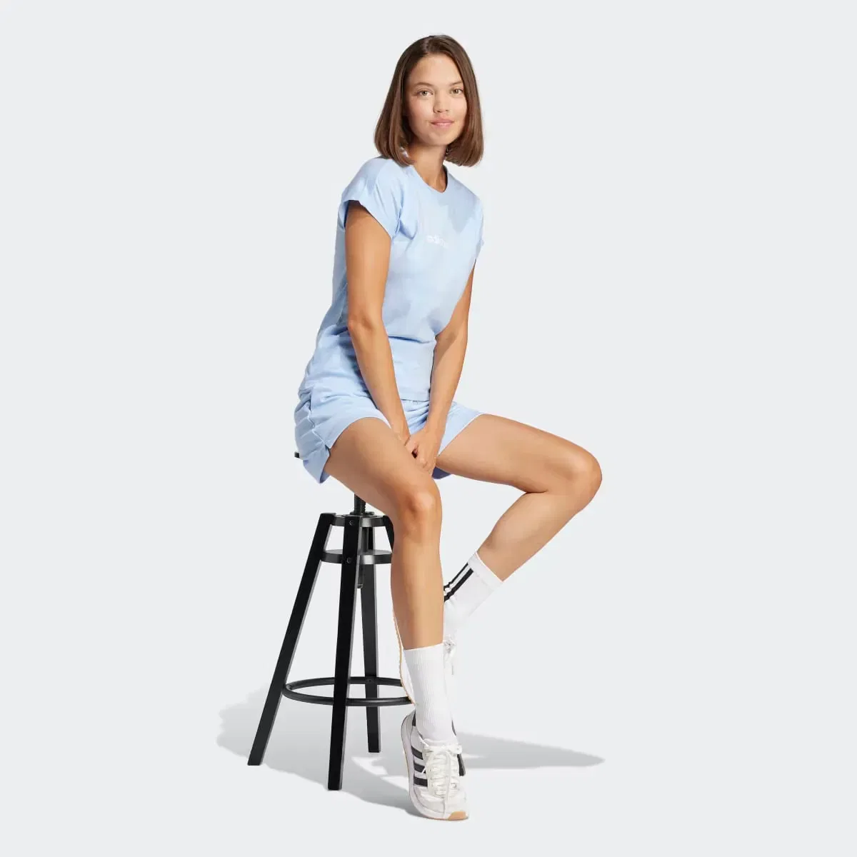 Женские шорты из французского флиса adidas, Azul — фото 4