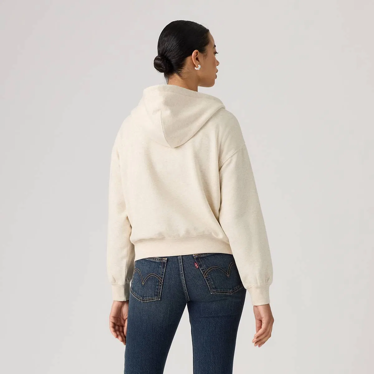 Повседневная толстовка на молнии Levi's, Oatmeal Heather - White — фото 4