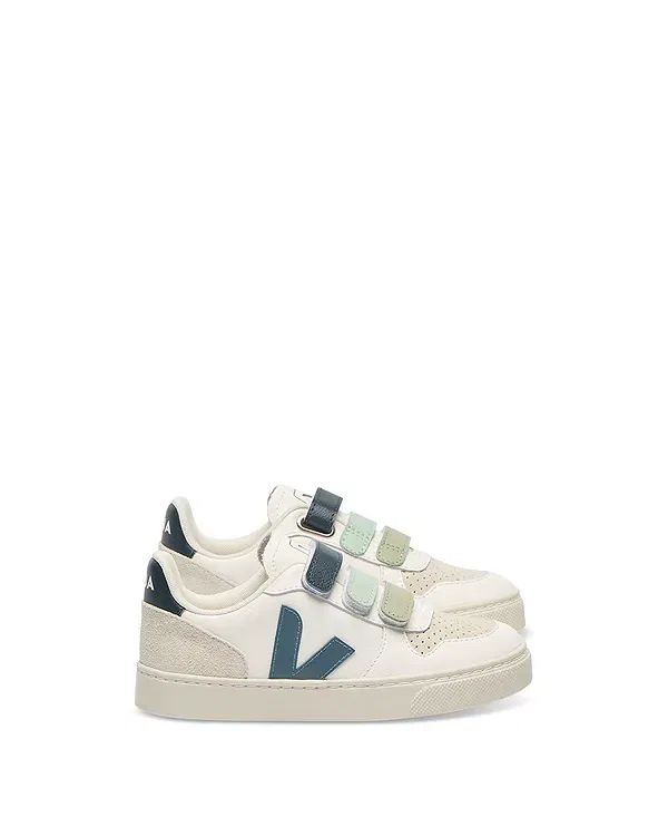 Детские кроссовки для девочек с липучками Unisex Small V 10 Sneakers Veja, White California — фото 4