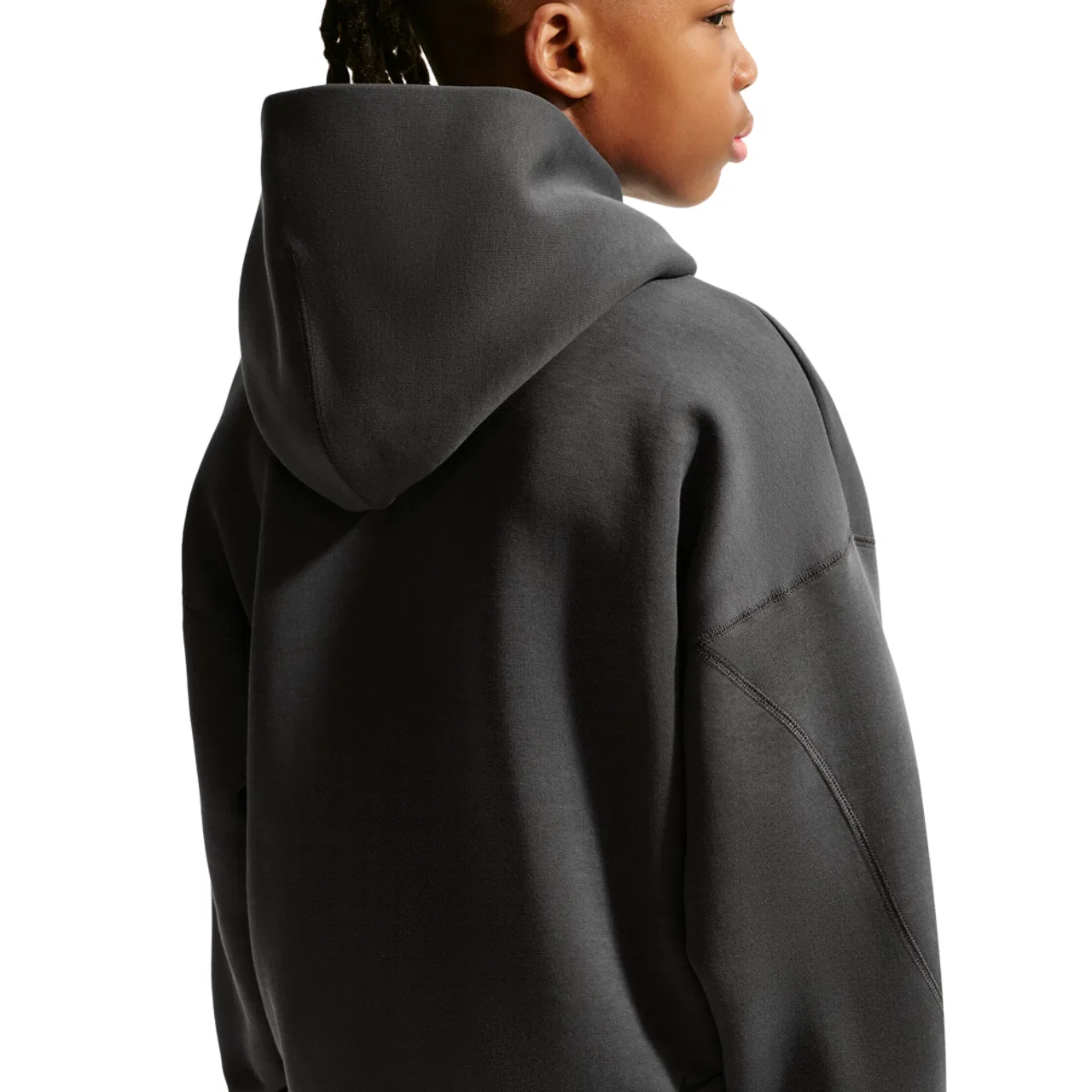 Детское худи для мальчиков оверсайз из футера Nike NSW Tech Fleece, Anthracite Black — фото 2