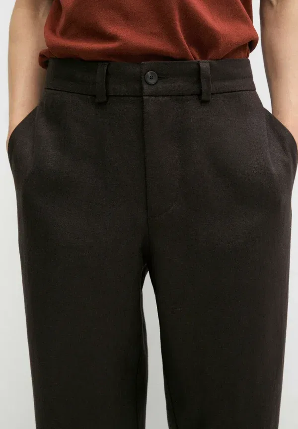 Брюки из льна Trousers Massimo Dutti, темно-коричневый — фото 3