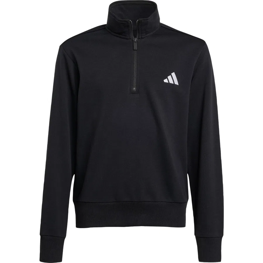 Детский свитшот с полузамком Essentials Half-Zip Kids, adidas, Черно-белый — фото 3