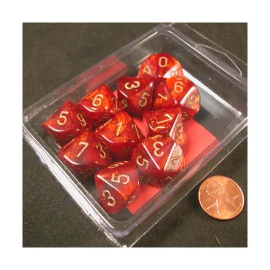 

d10 Алый с золотом (10), Dice - Scarab (Chessex)