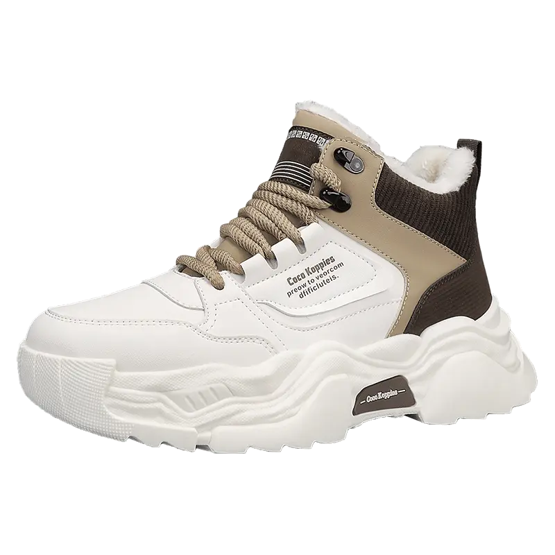 

M.M Party Термо высокие кеды мужские бежево-коричневые, цвет Beige Brown
