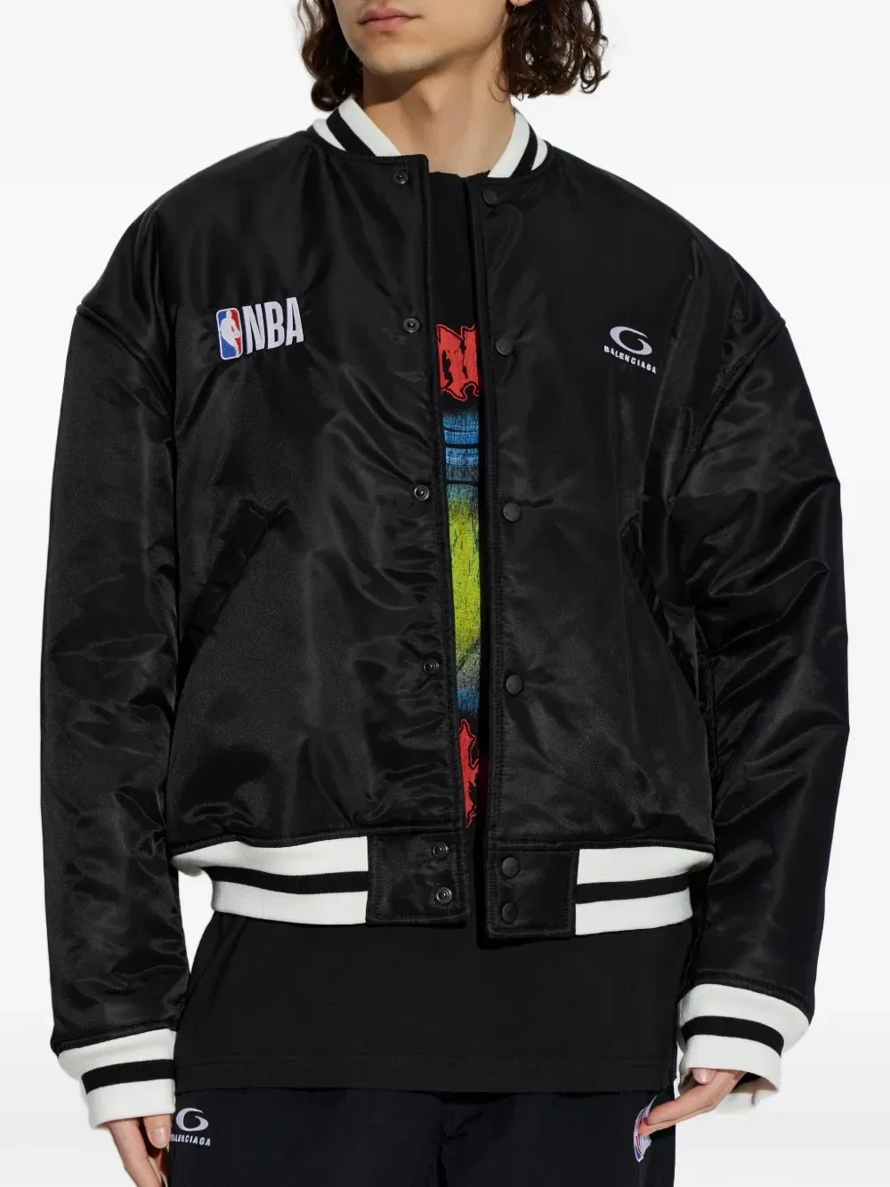 Бомбер с нашивкой-логотипом из коллаборации с NBA BALENCIAGA, черный — фото 3
