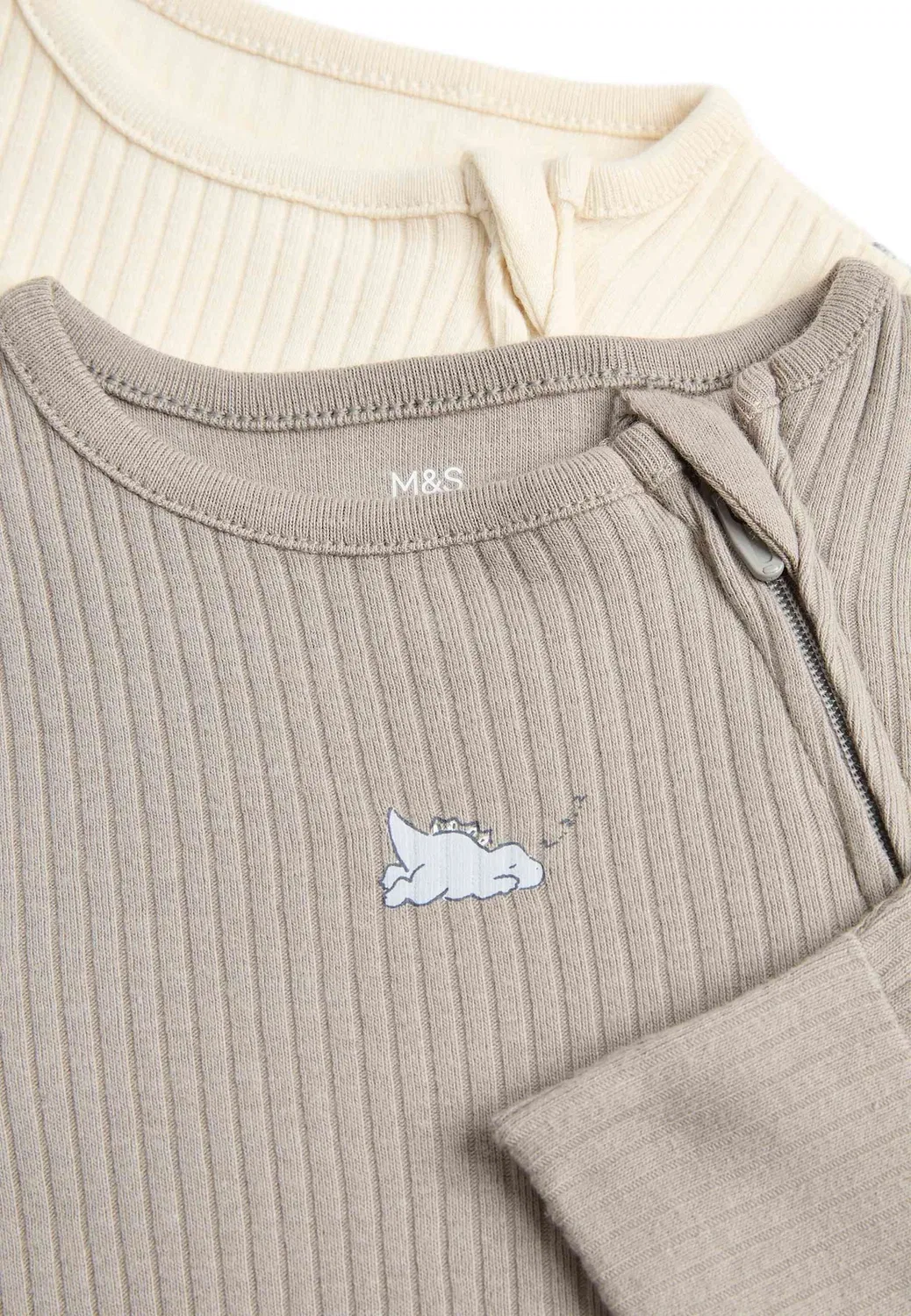 Комбинезон для сна B 3p с динозаврами. Унисекс Marks & Spencer, Light Cream — фото 2