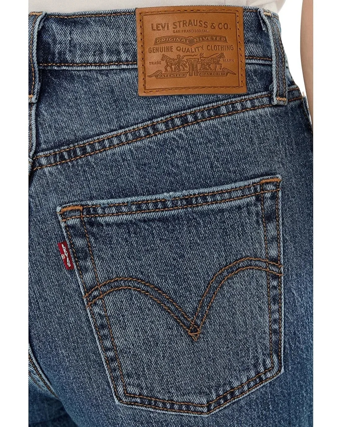 Женские джинсы с высокой посадкой и прямым кроем Levi's Ribcage, синий — фото 4