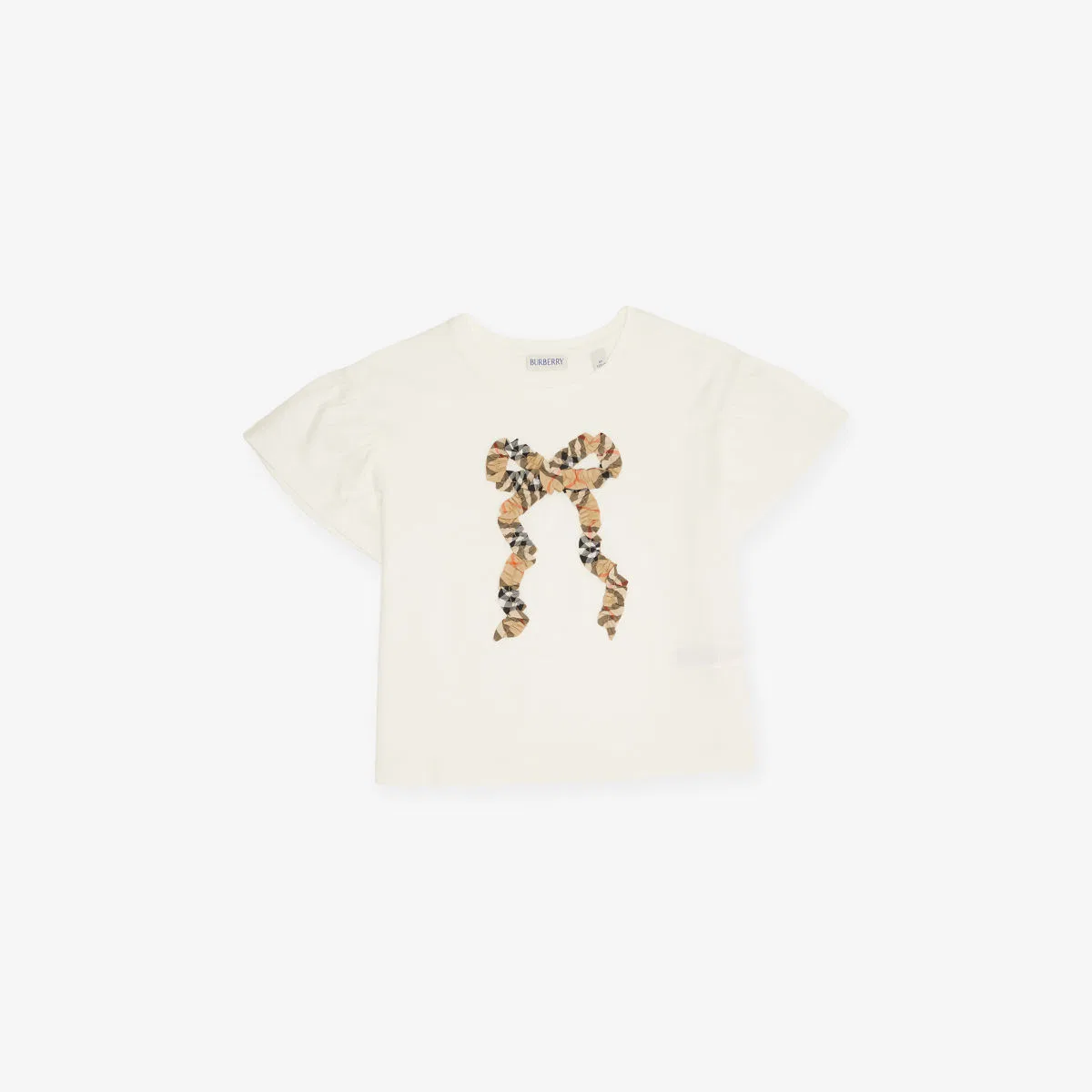 Хлопковая трикотажная футболка Roxy с бантом, размер 4-14 лет Burberry, белый