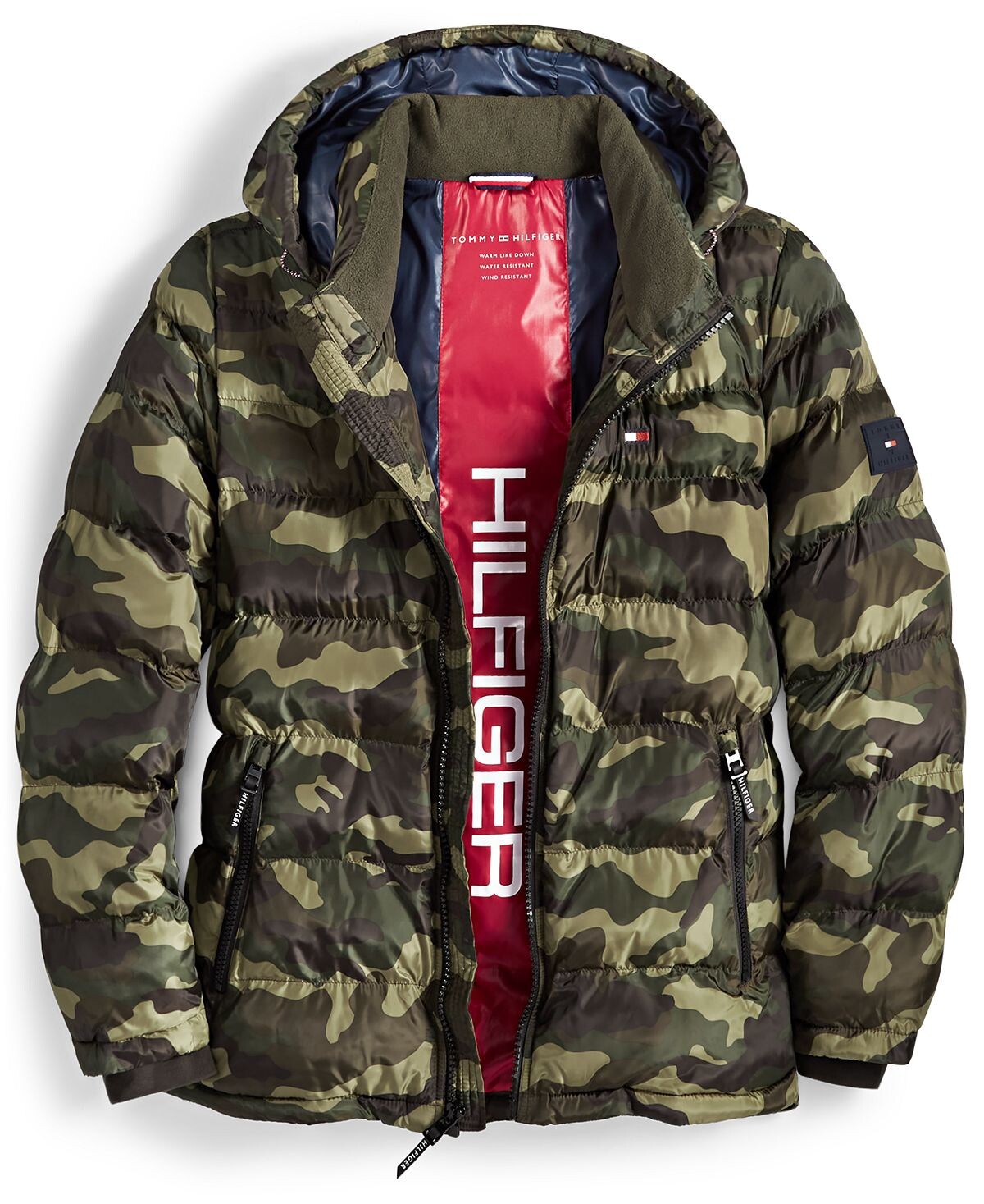 

Мужской стеганый пуховик Tommy Hilfiger, зеленый камуфляж, Черный, Мужской стеганый пуховик Tommy Hilfiger, зеленый камуфляж