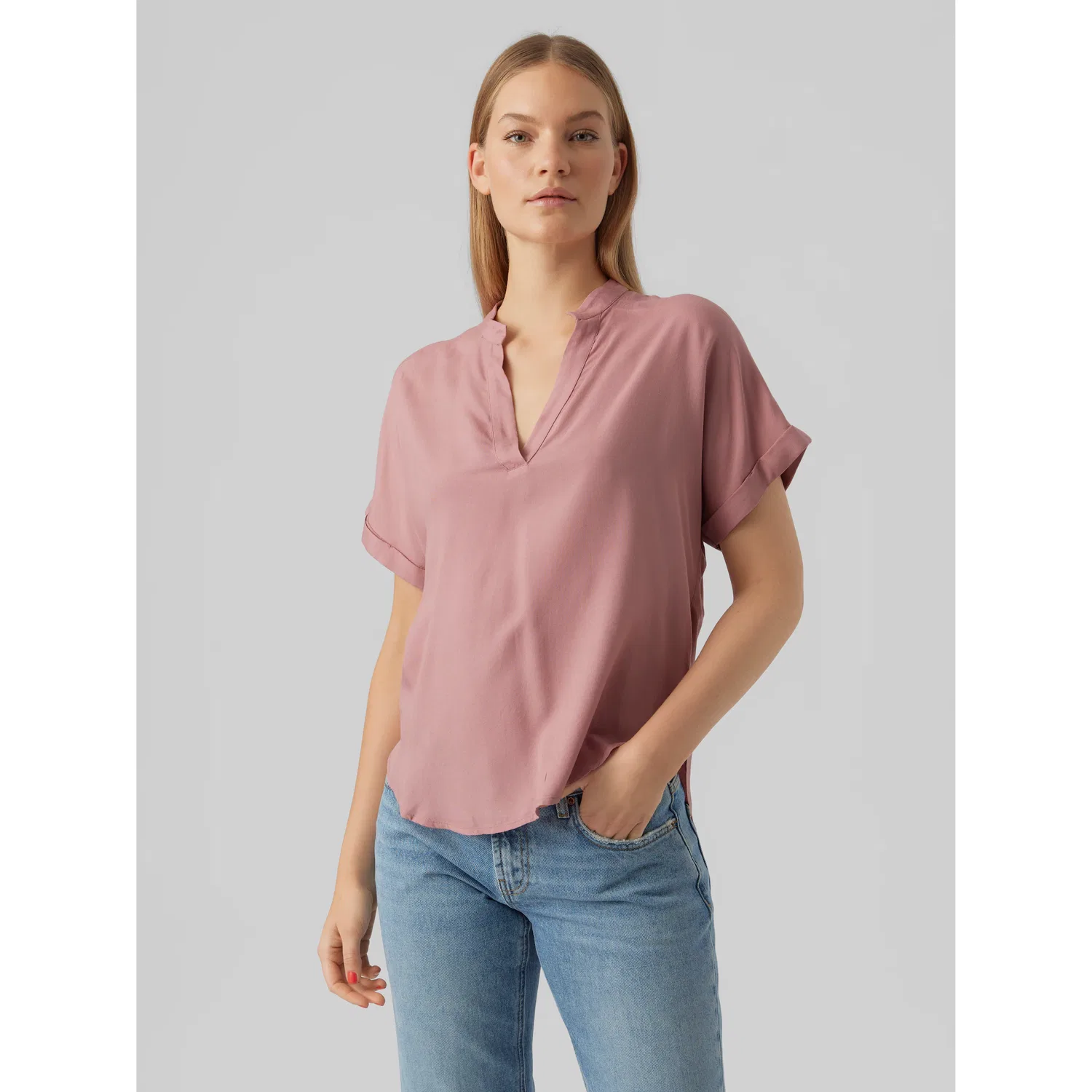 Женский блузка-топ с V-образным вырезом Vero Moda, Nostalgia Rose