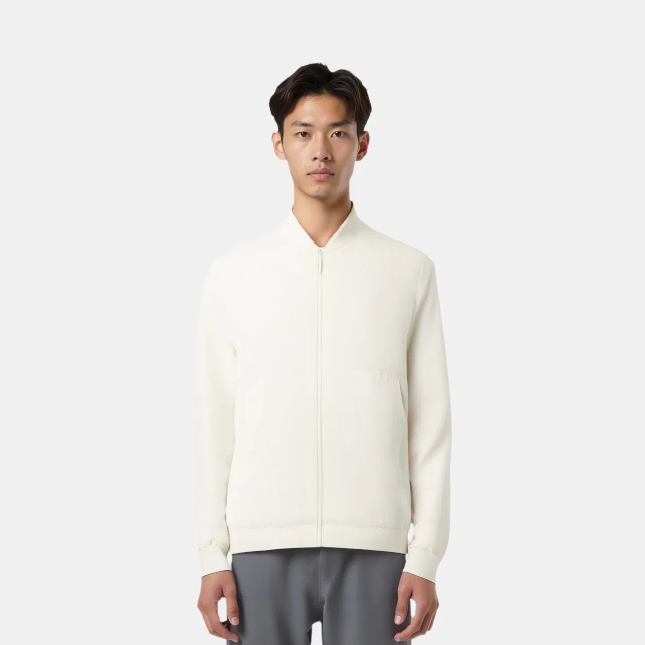 Мужская куртка-пилот с воротником-стойкой, белая, ZARA, Raw White — фото 3