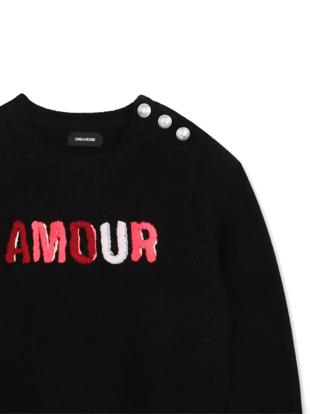 Свитер с вышитым логотипом Zadig & Voltaire Kids, черный — фото 3