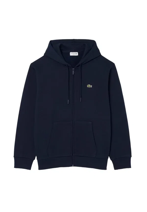 Толстовка Lacoste темно-синяя, на молнии, с капюшоном
