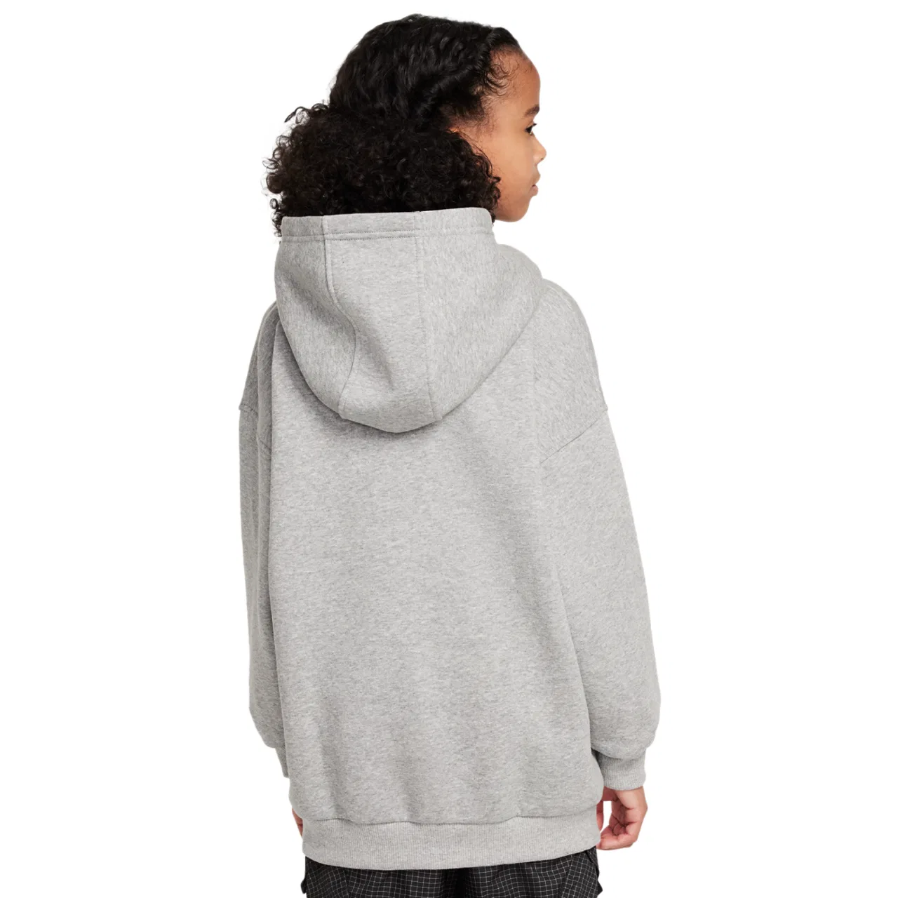 Худи для девочек Club Fleece Oversized Nike, цвет Dk Grey Heather/White — фото 2