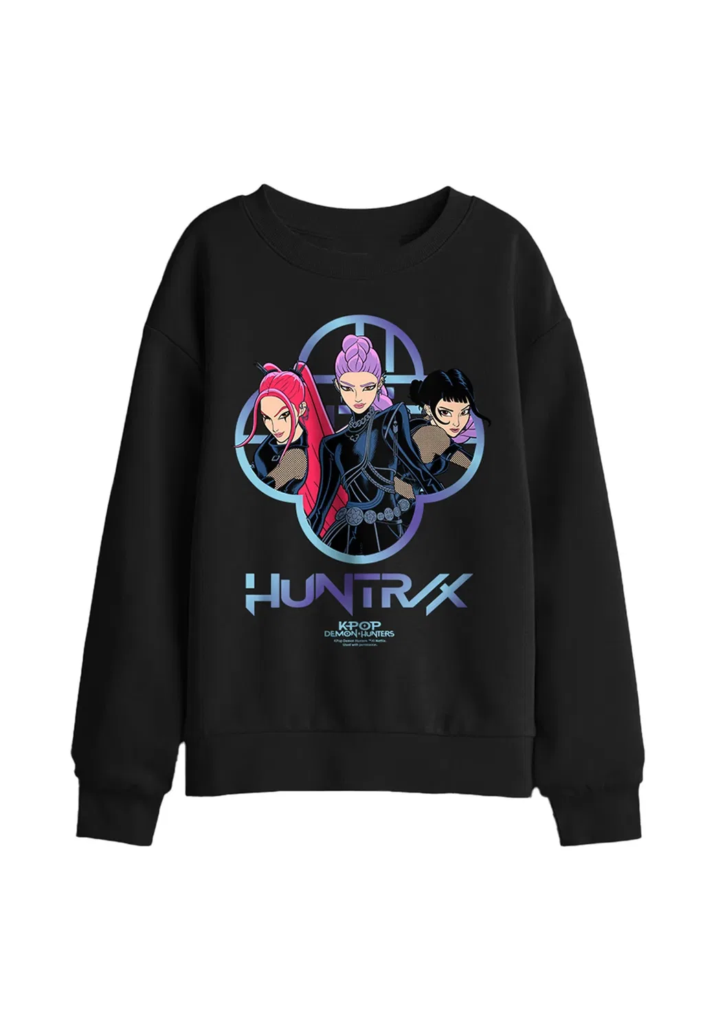 K-Pop толстовка с логотипом Demon Hunters Huntrix Girls, унисекс Netflix, Black