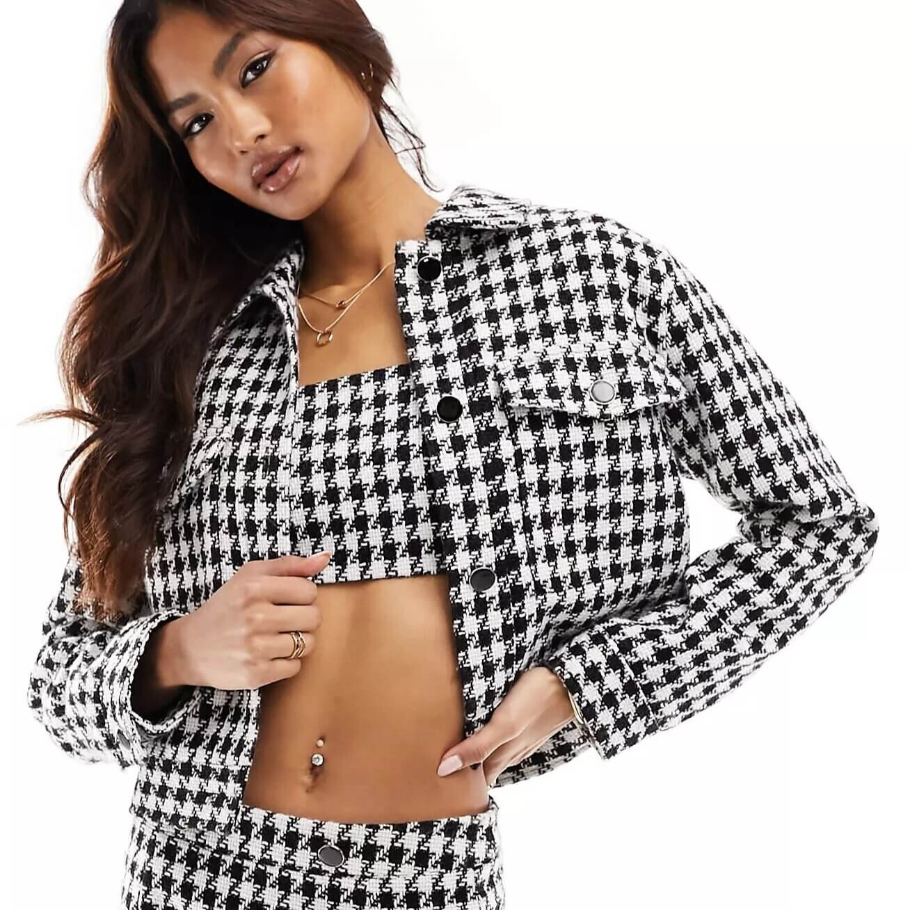 

Жакет Asos Design Co-ord Boucle, черный/белый