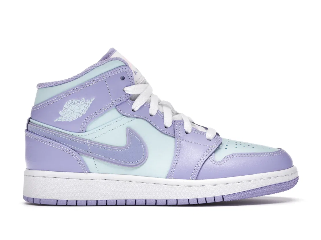 Детские кроссовки Lifestyle с принтом Jordan 1 Mid Purple Aqua Jordan, Purple Pulse Arctic Punch