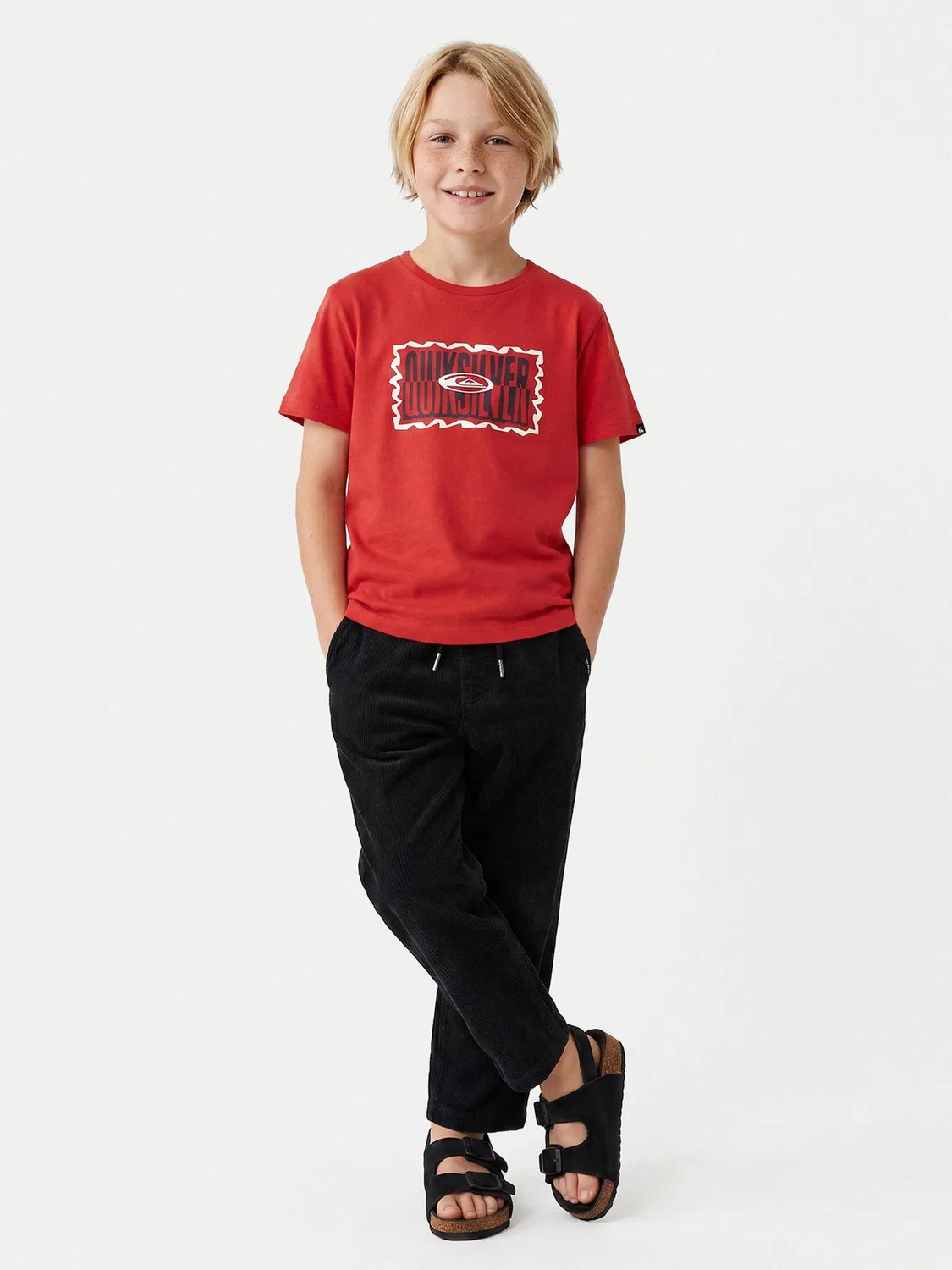 Брюки зауженного кроя для мальчика Taxer Cord Quiksilver, черный — фото 2