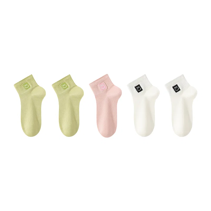 Детские носки-следки набор из 5 пар MINISO, Light Green White Pink