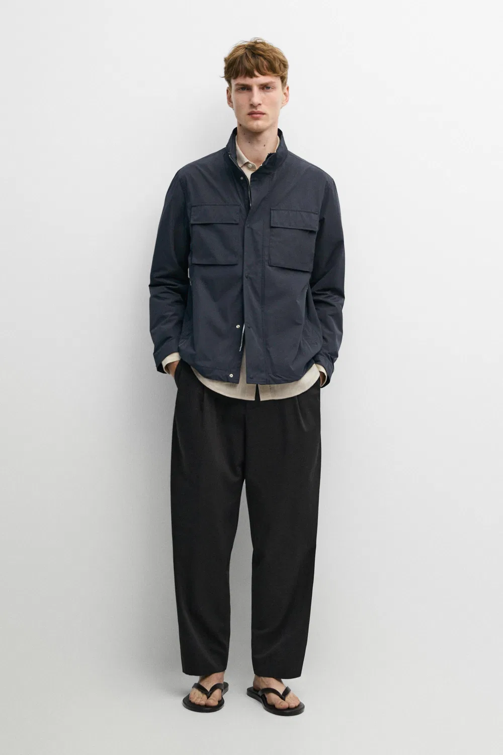 Куртка Massimo Dutti, техническая куртка с карманами, синий