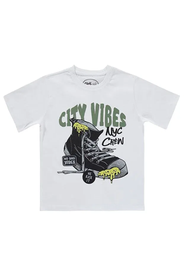 Детская футболка для мальчиков с принтом City Vibes Civil Boys, White