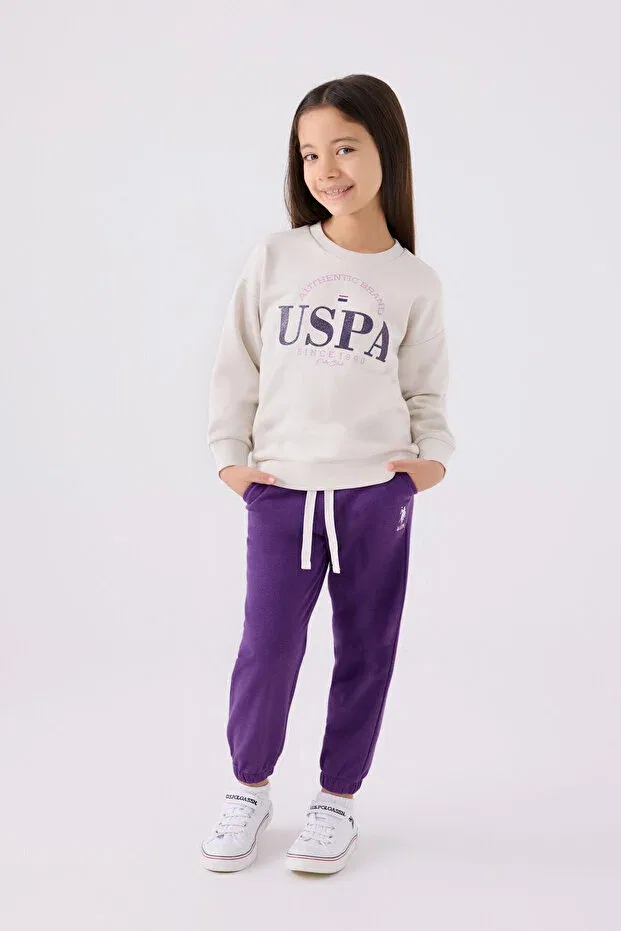 Детский комплект для девочек из футера U.S. Polo Assn., Stone