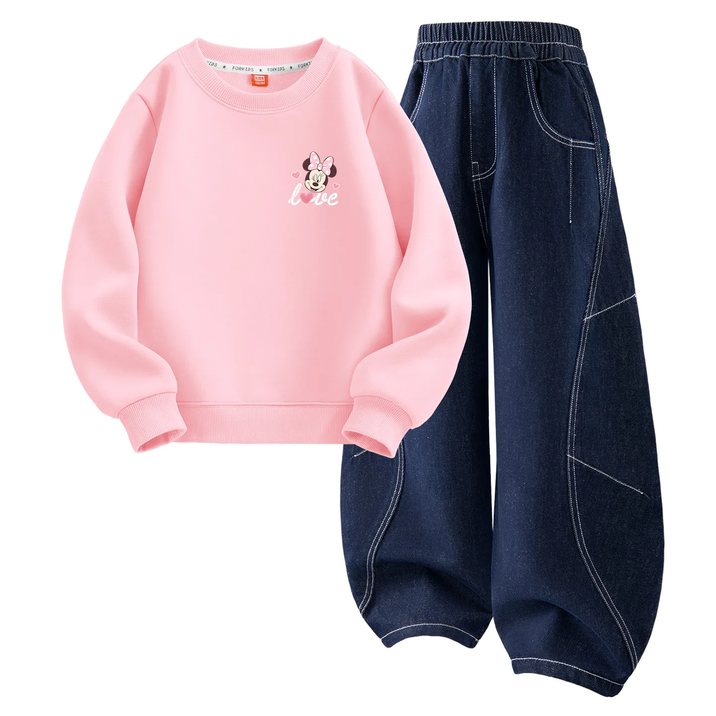 Детский спортивный костюм с принтом Dazzling Heart K Pink, джинсовые шорты, Disney, Denim Dark Blue