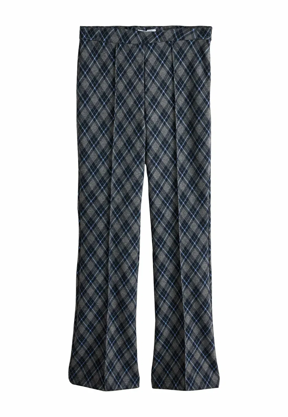 Брюки прямого кроя из ткани понте с защипами, расклешенные книзу Next, Blue Grey Check
